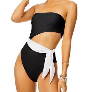 NWT! Ramy Brook Black White Gigi Cutout One Piece Swimsuit NEW!